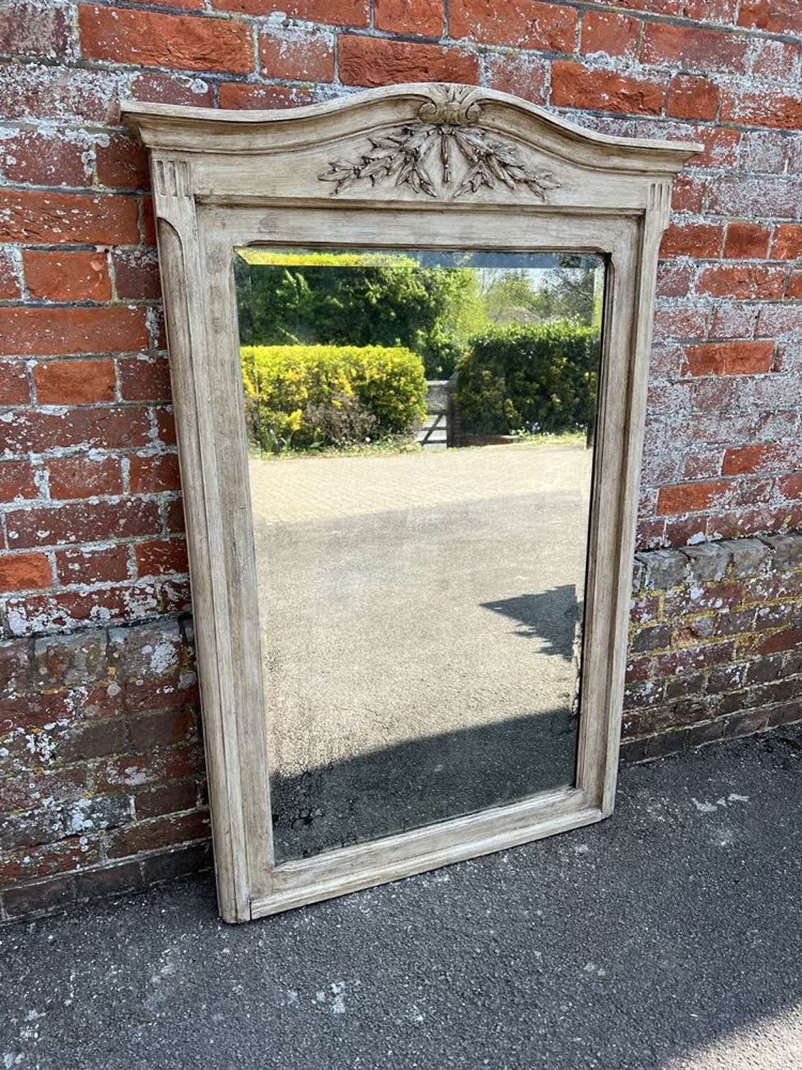 A Wonderful large Antique French 19th C painted shaped top Mirror.