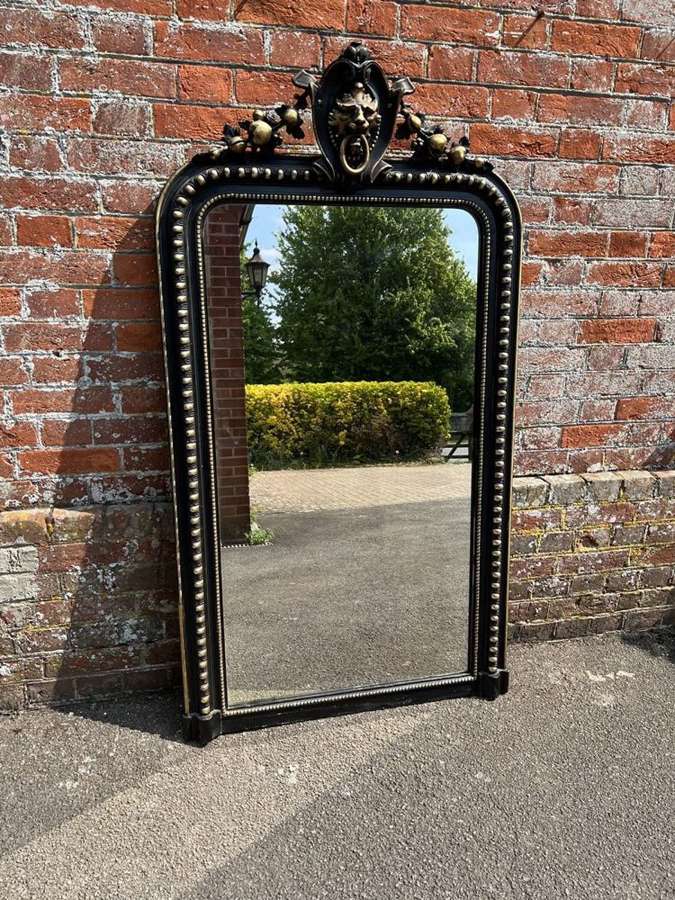 A Delightful large Antique French 19th C arched top painted Mirror.