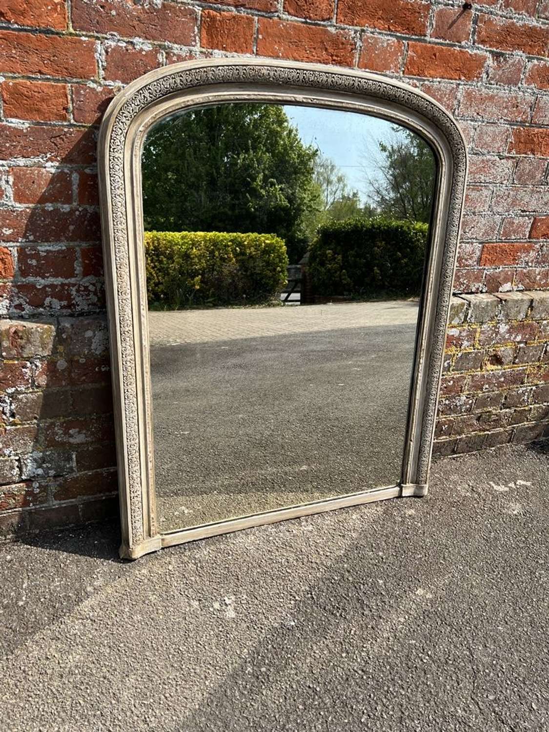 A Superb good size Antique English 19th C painted Overmantle Mirror.
