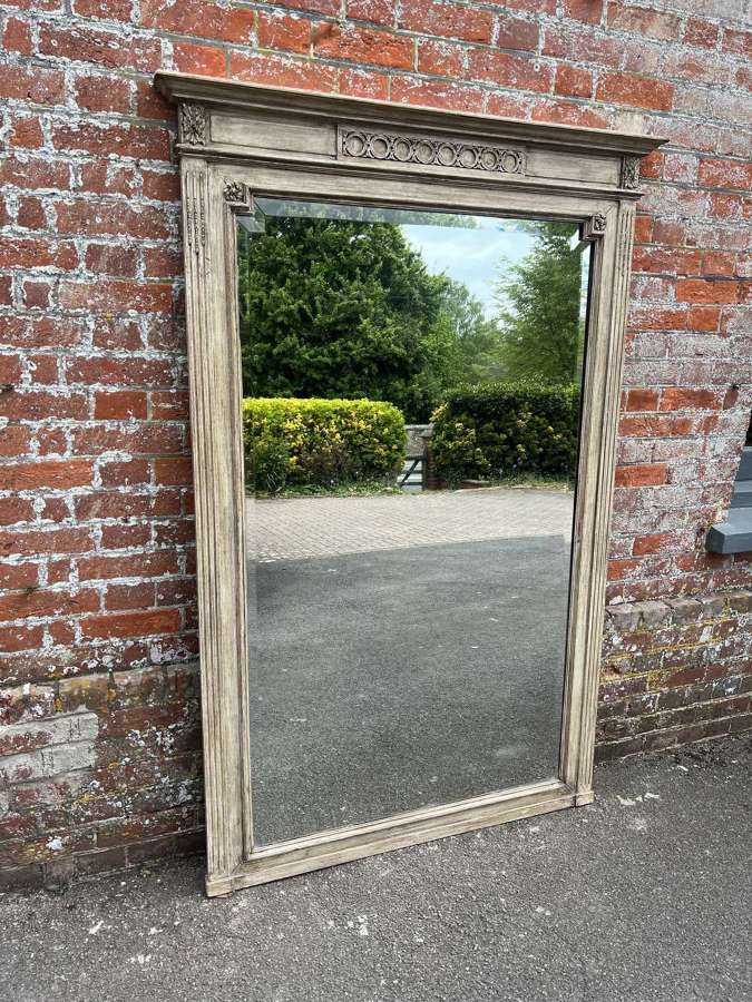 A Superb large Antique French 19th C carved wood painted Mirror