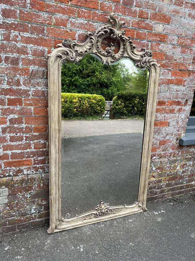 A Spectacular large Antique French 19th Century painted shaped Mirror.
