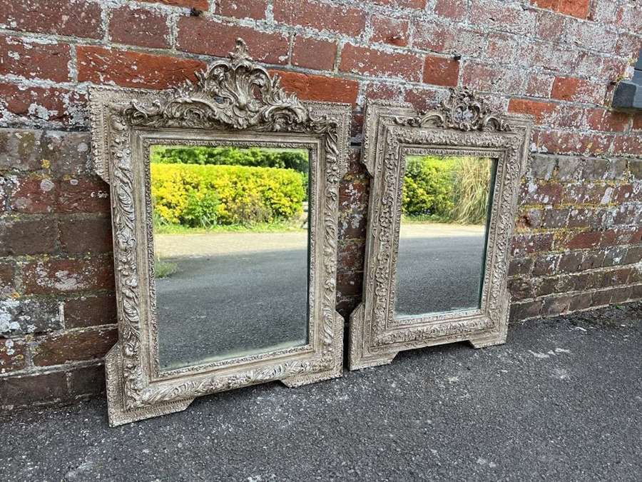 A  Delightful Near Pair of Antique French 19th C painted Mirrors