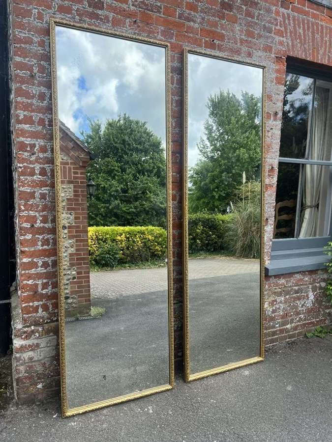 A Spectacular Pair of Large Antique English 19th C gilt Pier Mirrors