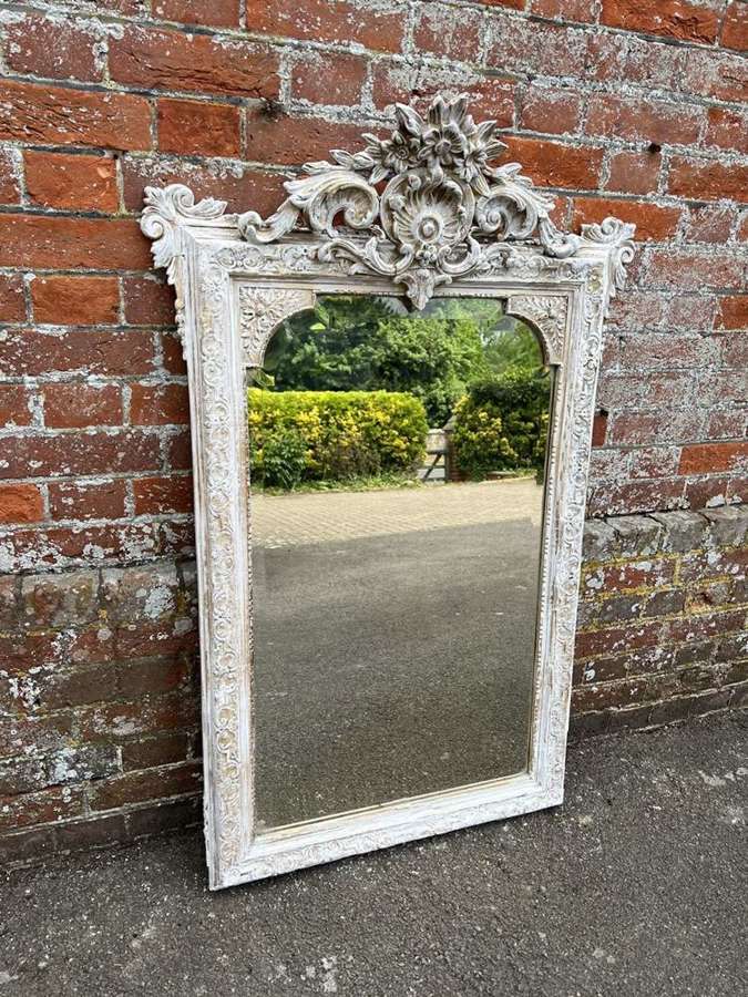 A Delightful Antique French 19th C carved wood distressed Mirror.