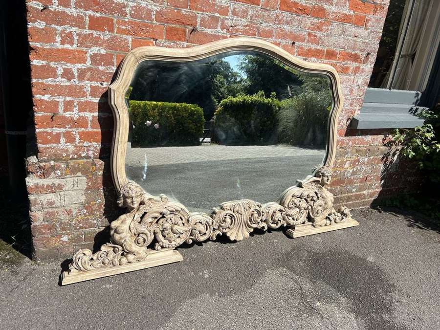 An Exceptional large Antique 19th C Italian Walnut painted Mirror.