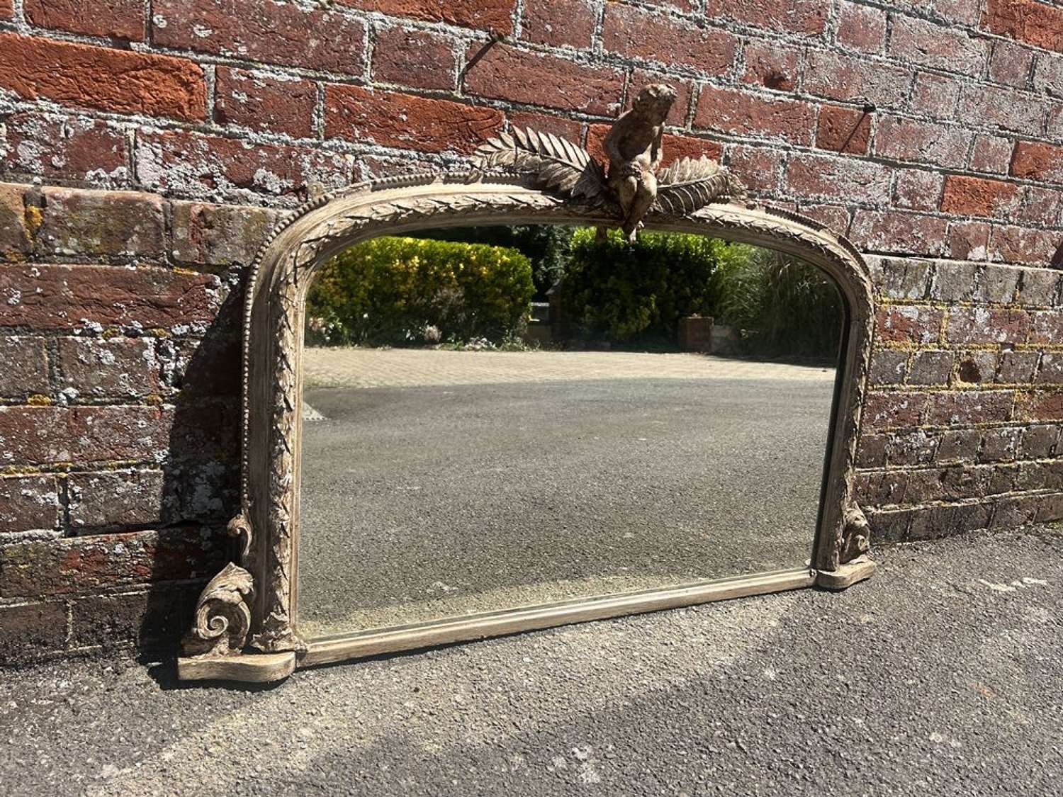 A Delightful highly Antique English 19th C Painted Overmantle Mirror