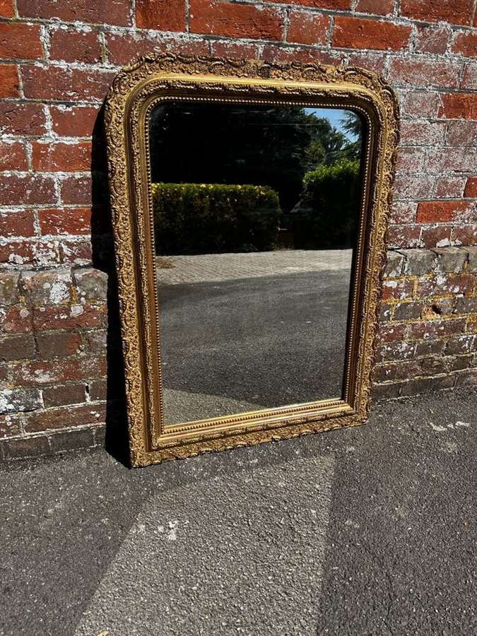 A Superb highly useful size Antique French 19th C arched gilt Mirror.