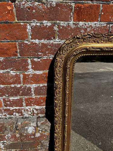 A Superb highly useful size Antique French 19th C arched gilt Mirror.