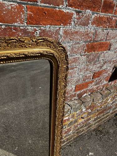 A Superb highly useful size Antique French 19th C arched gilt Mirror.