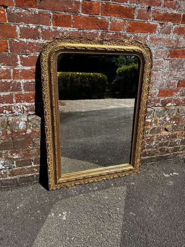 A Superb highly useful size Antique French 19th C arched gilt Mirror.