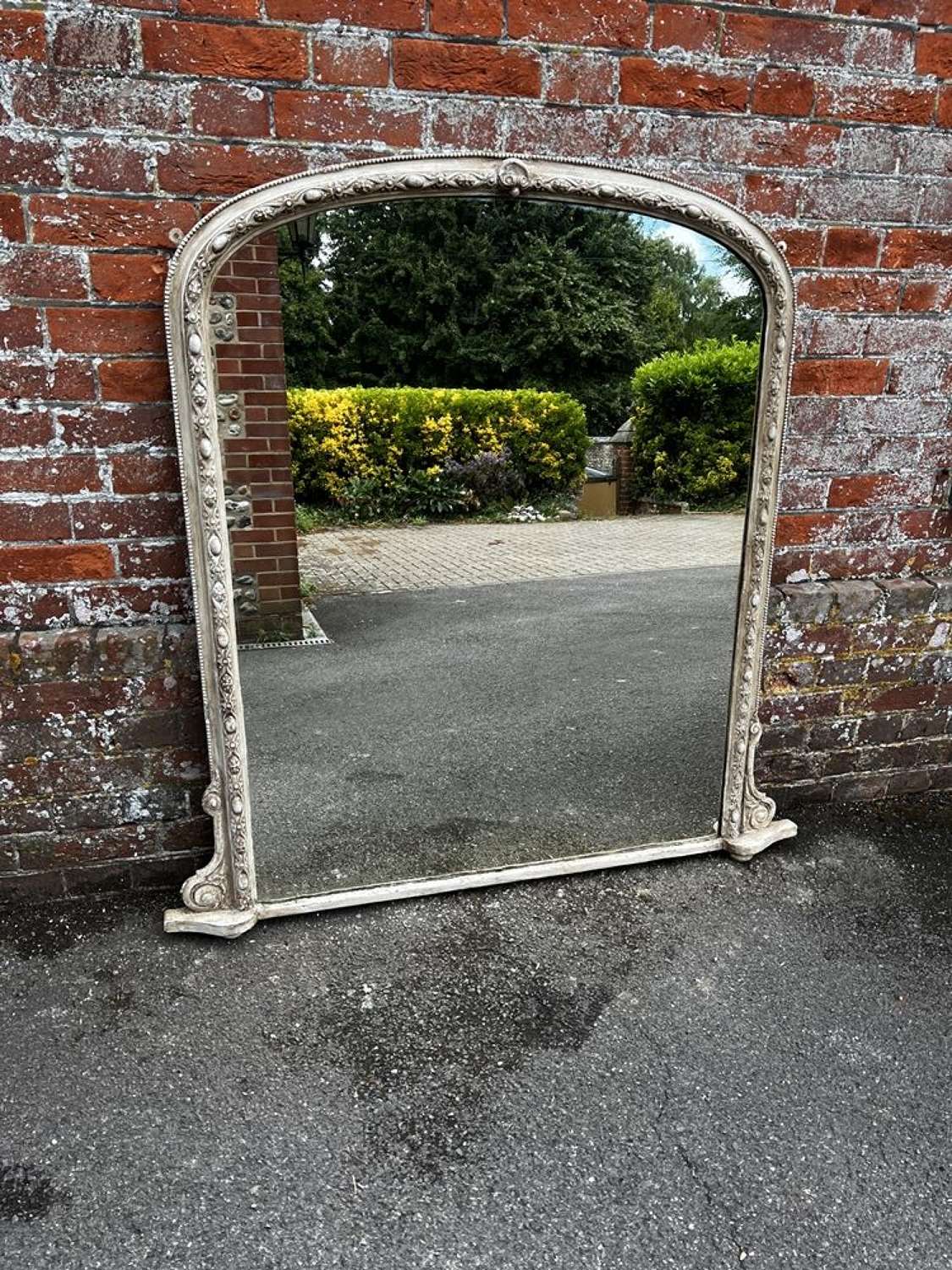 A Stunning large Antique English 19th C painted Overmantle Mirror.