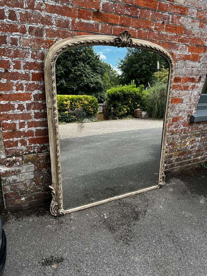 A Spectacular large Antique English 19th C painted ribbed Mirror.