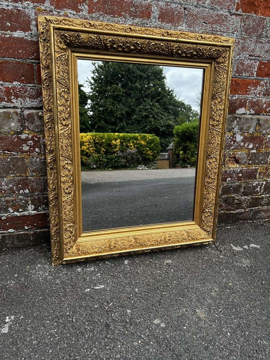 A Fabulous highly useful size Antique English 19th C gilt Mirror.