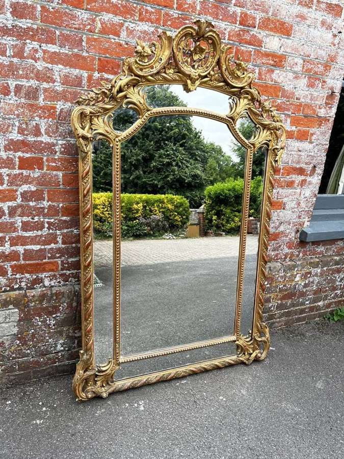 A Spectacular Large Antique French gilt Cushion Mirror.