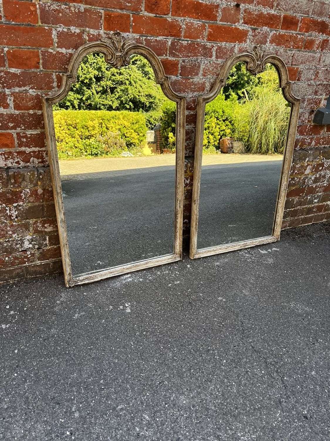 A Wonderful Pair of Early 20th Century French painted shaped Mirror.