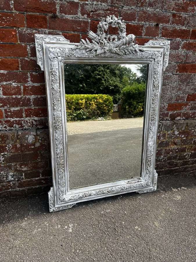 A Wonderful Antique French 19th C carved wood distressed Mirror.