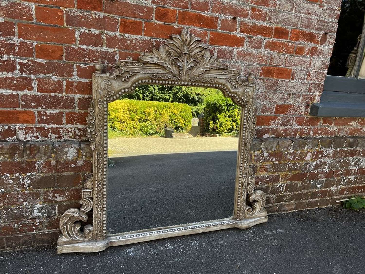 A Delightful good size English early 20th C painted Overmantle Mirror.