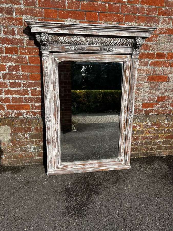 A Fabulous large Antique French 19th C distressed painted Mirror.