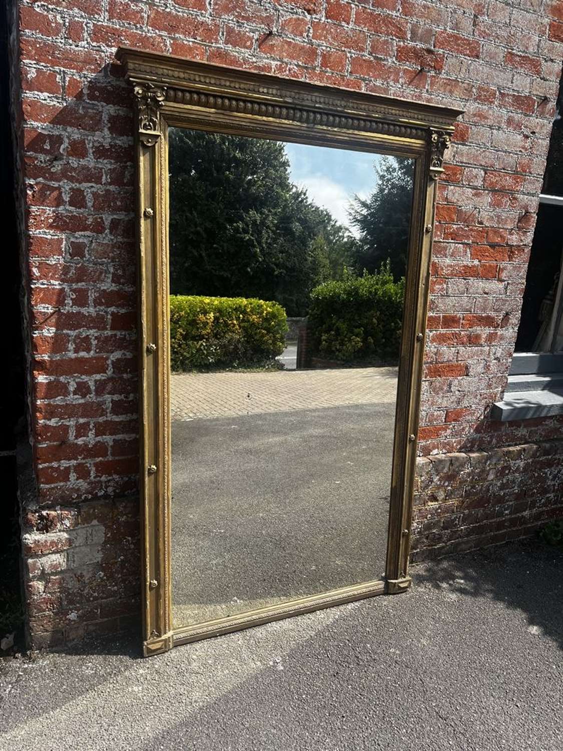 A Spectacular large Antique French 19th C distressed gilt Mirror.