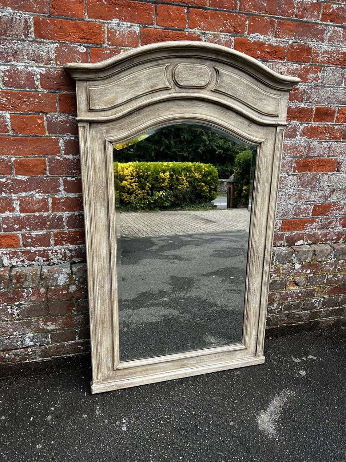 A Fabulous large Antique French 19th C painted shaped top Mirror.