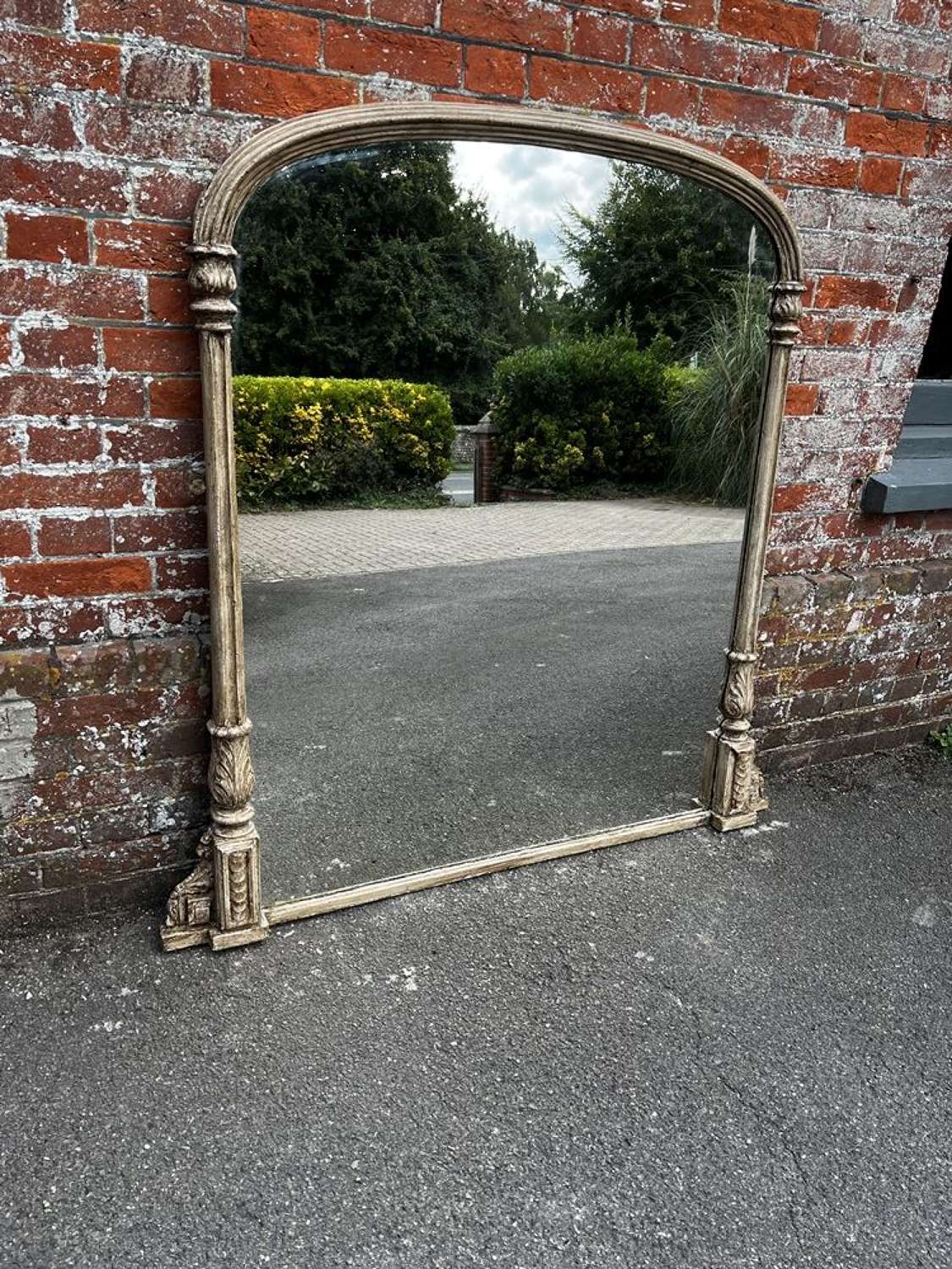 A Wonderful large Antique English 19th C painted Overmantle Mirror.