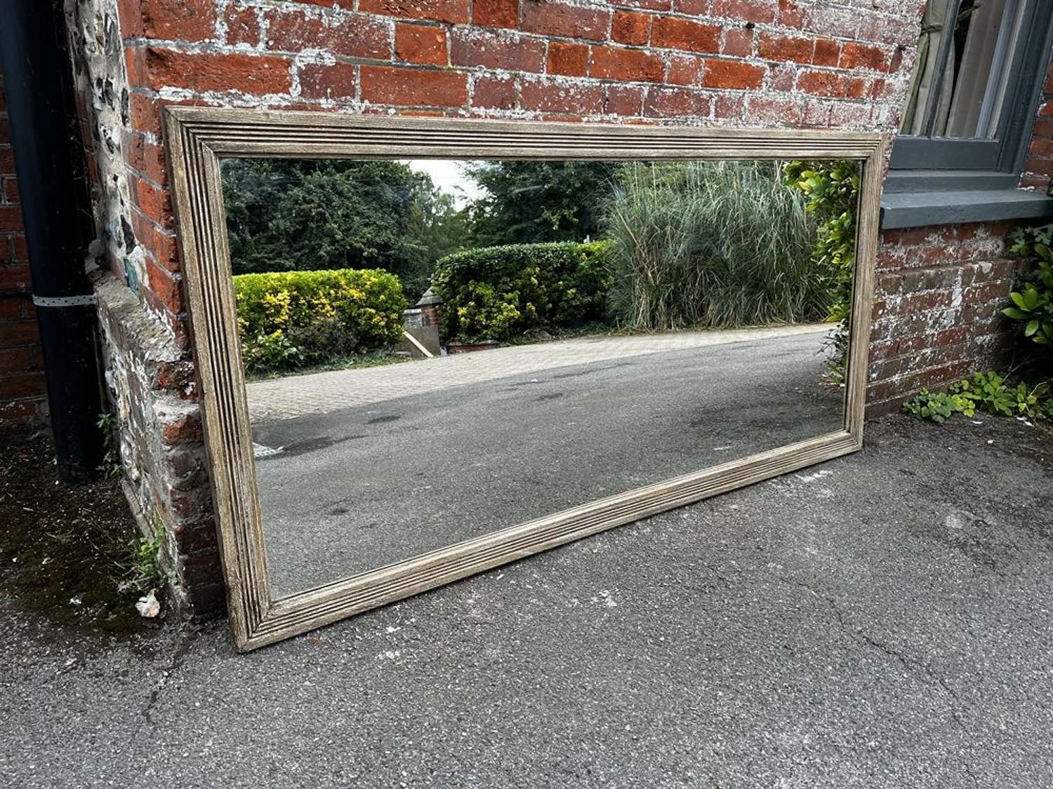 A Superb large Antique French 19th C painted ribbed Mirror.