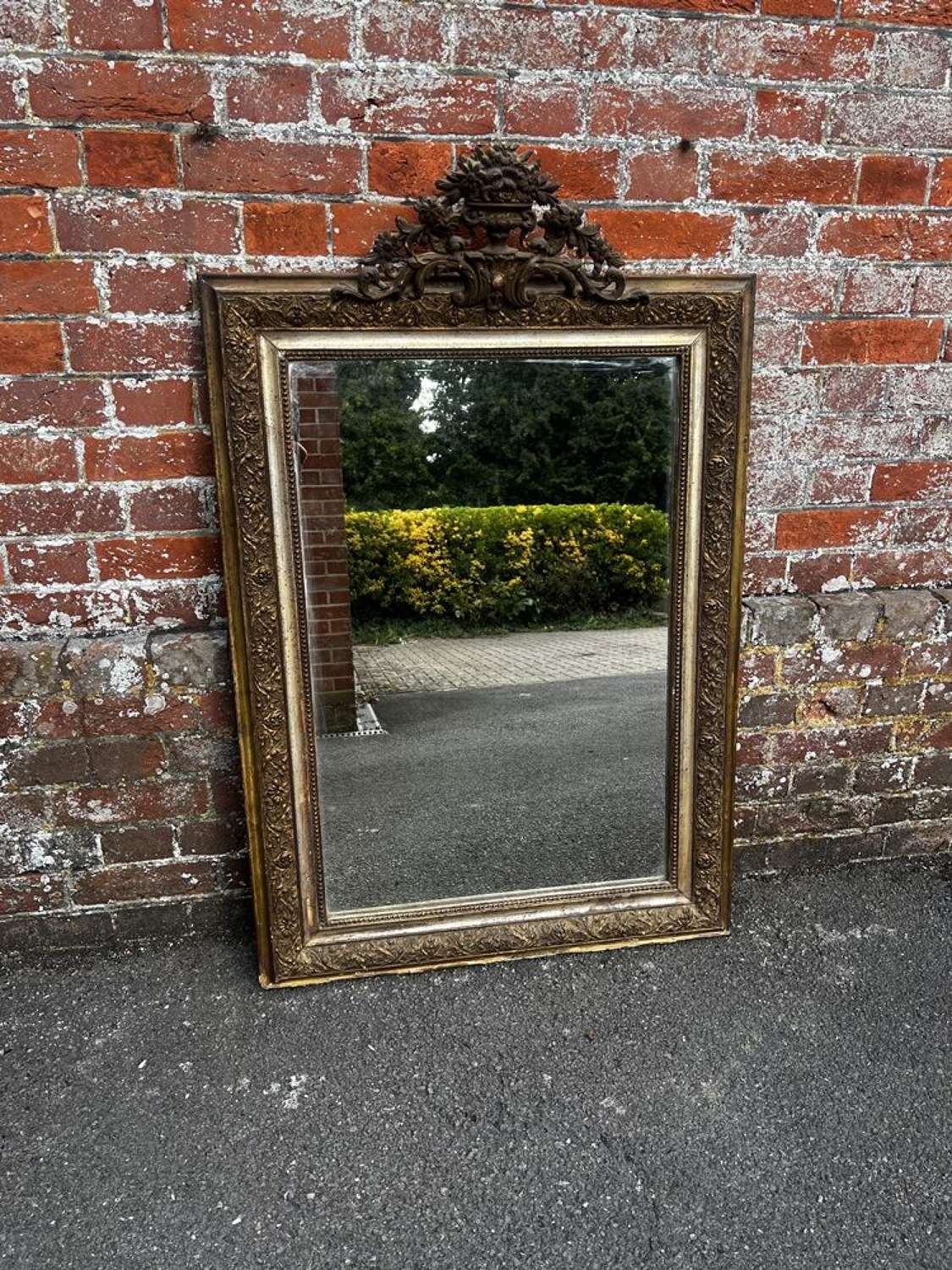 A Stunning good size Antique French 19th C original silver/gilt Mirror