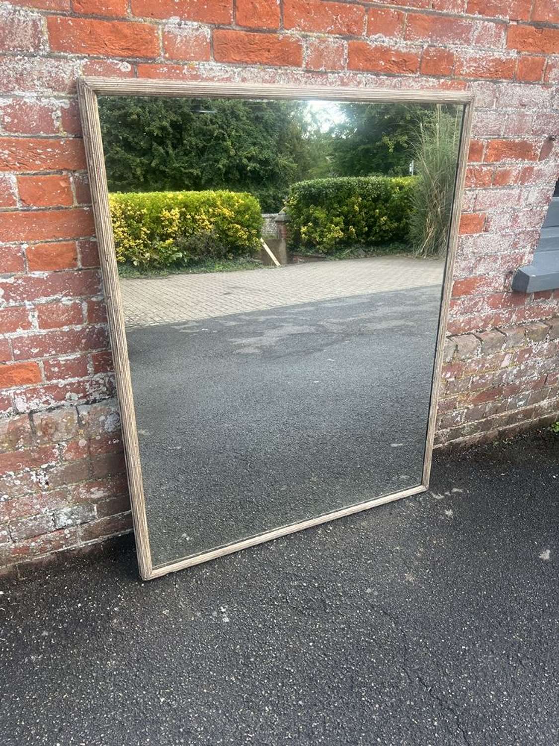 A Fabulous large Antique French 19th C painted ribbed Bistro Mirror.