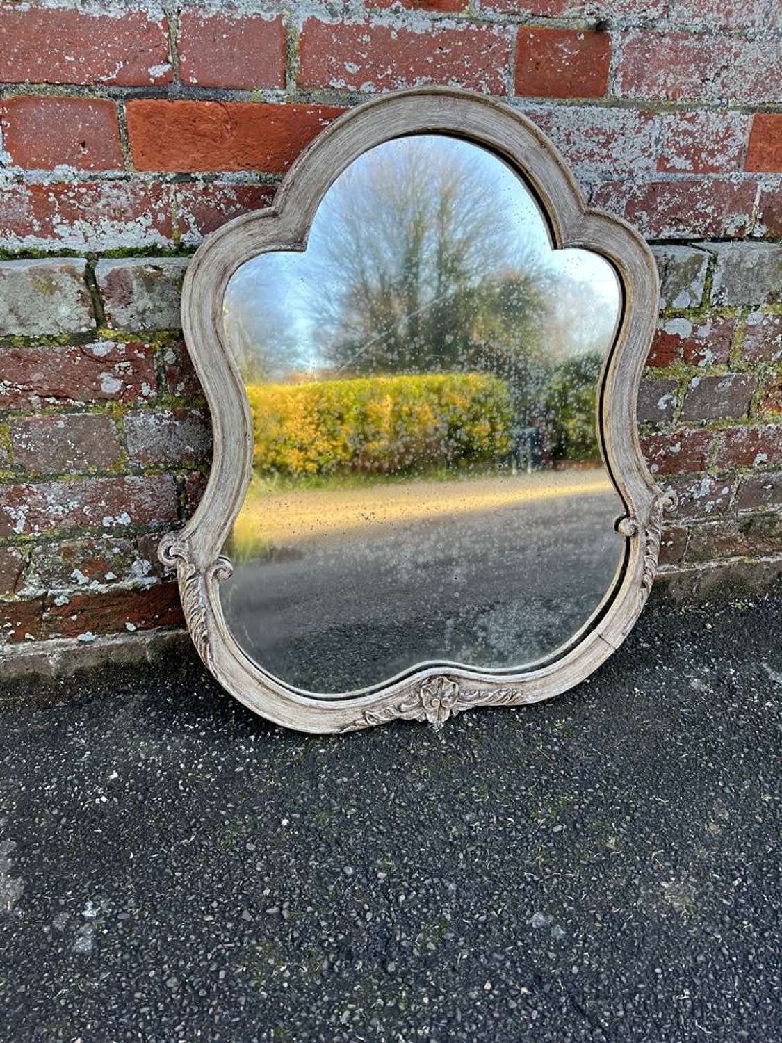 A Superb good size Antique French 19th Century painted shaped Mirror.