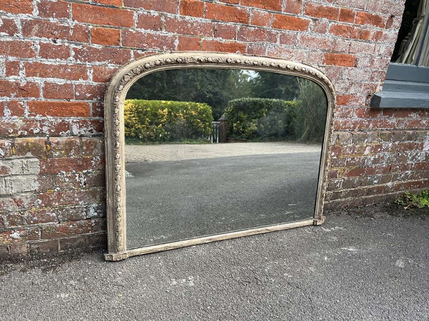 A Fabulous good size Antique English 19th C painted Overmantle Mirror.