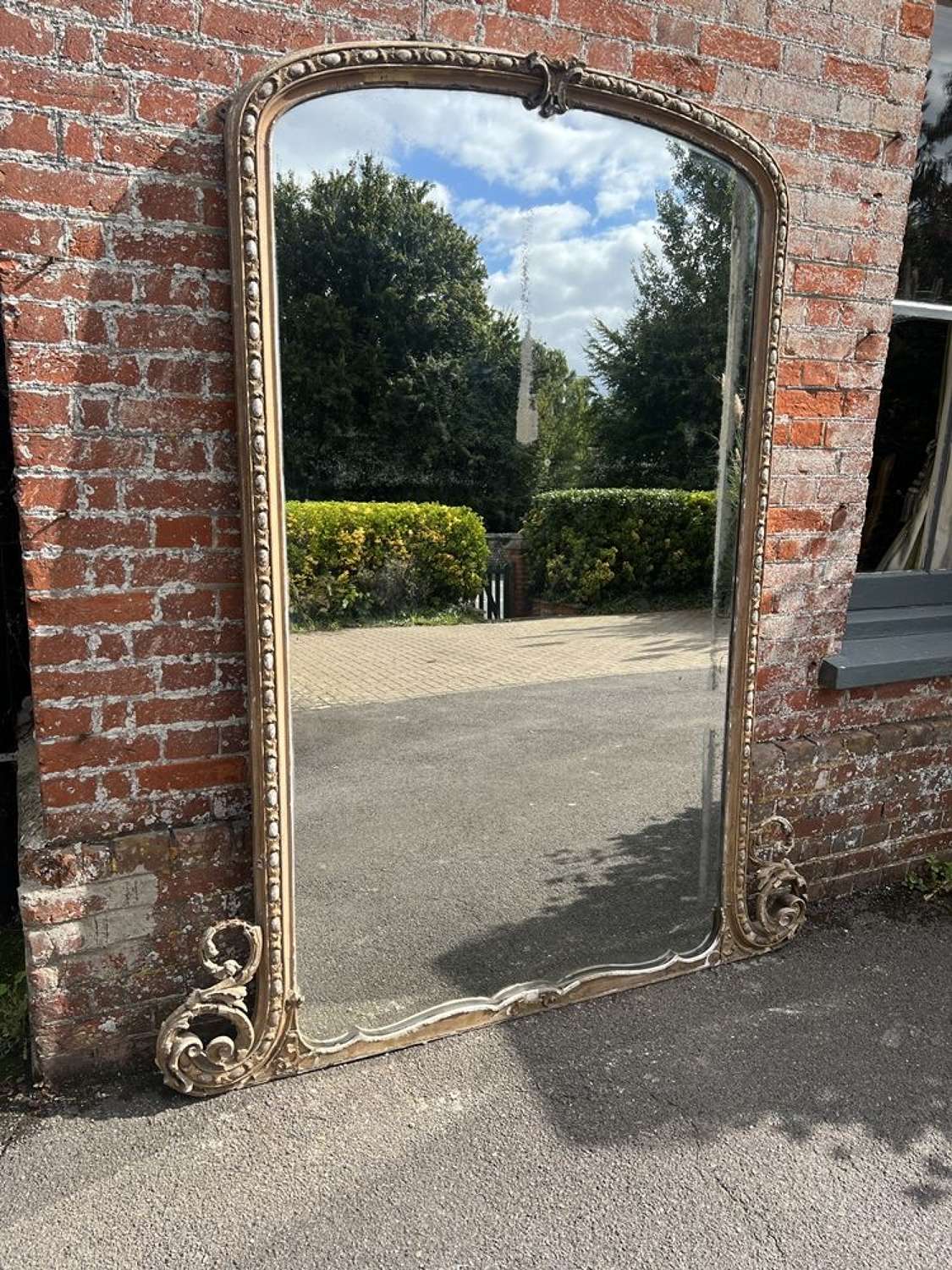 An Absolutely Stunning Large Antique English 19th C distressed Mirror.