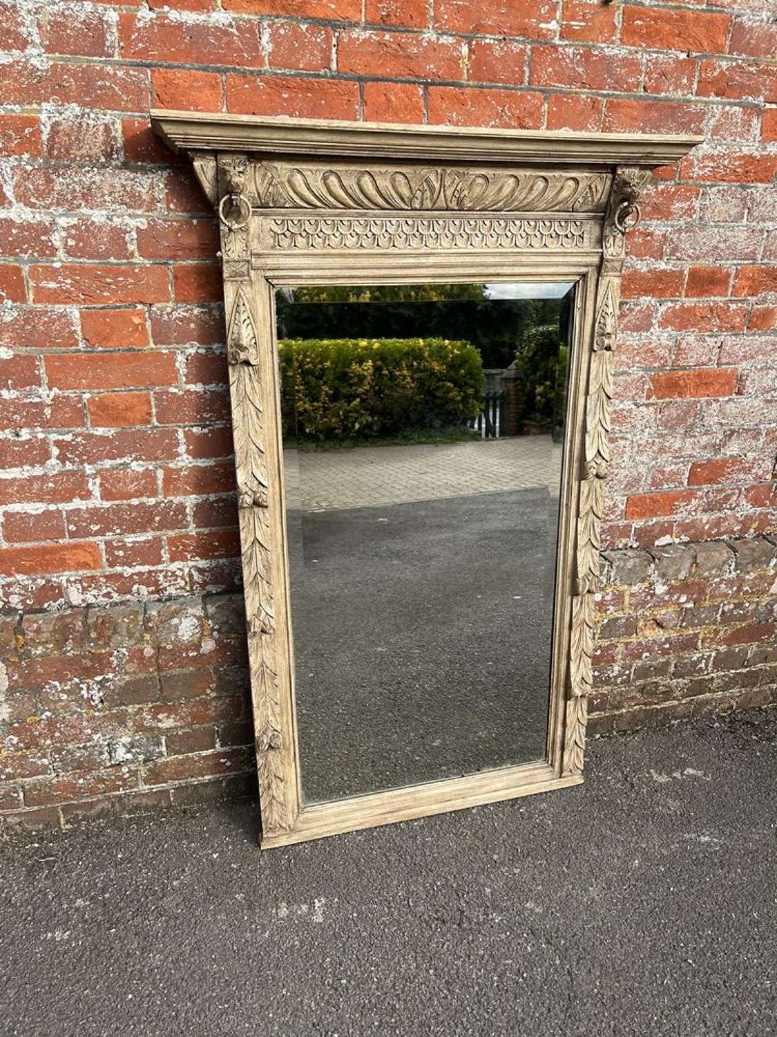 A Delightful large Antique 19th C French painted ornate carved Mirror.