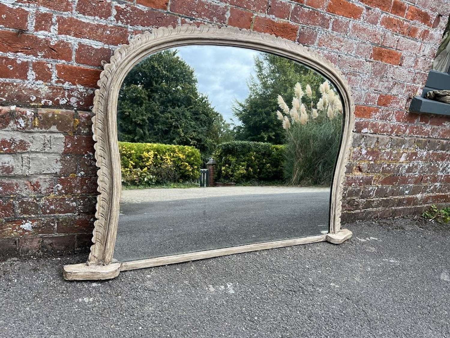 A Fabulous good size Antique English 19th C painted overmantle Mirror.