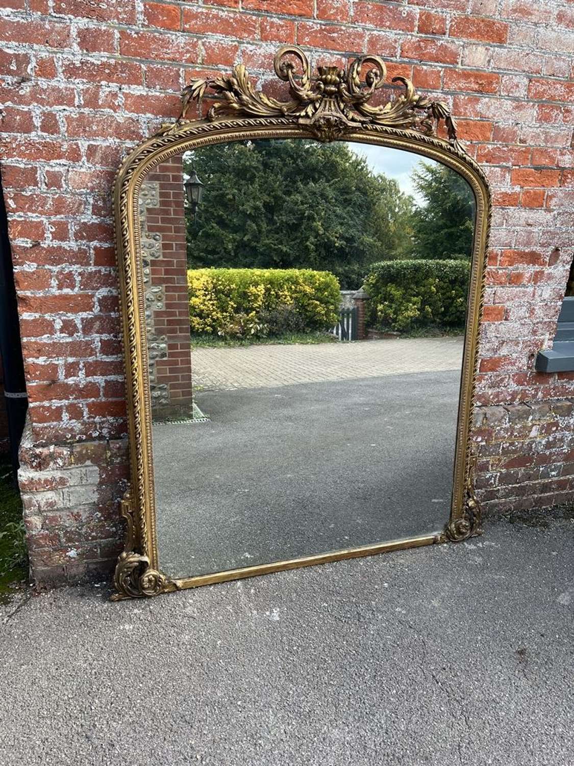 A Spectacular large Antique English 19th C  gilt Overmantle Mirror.