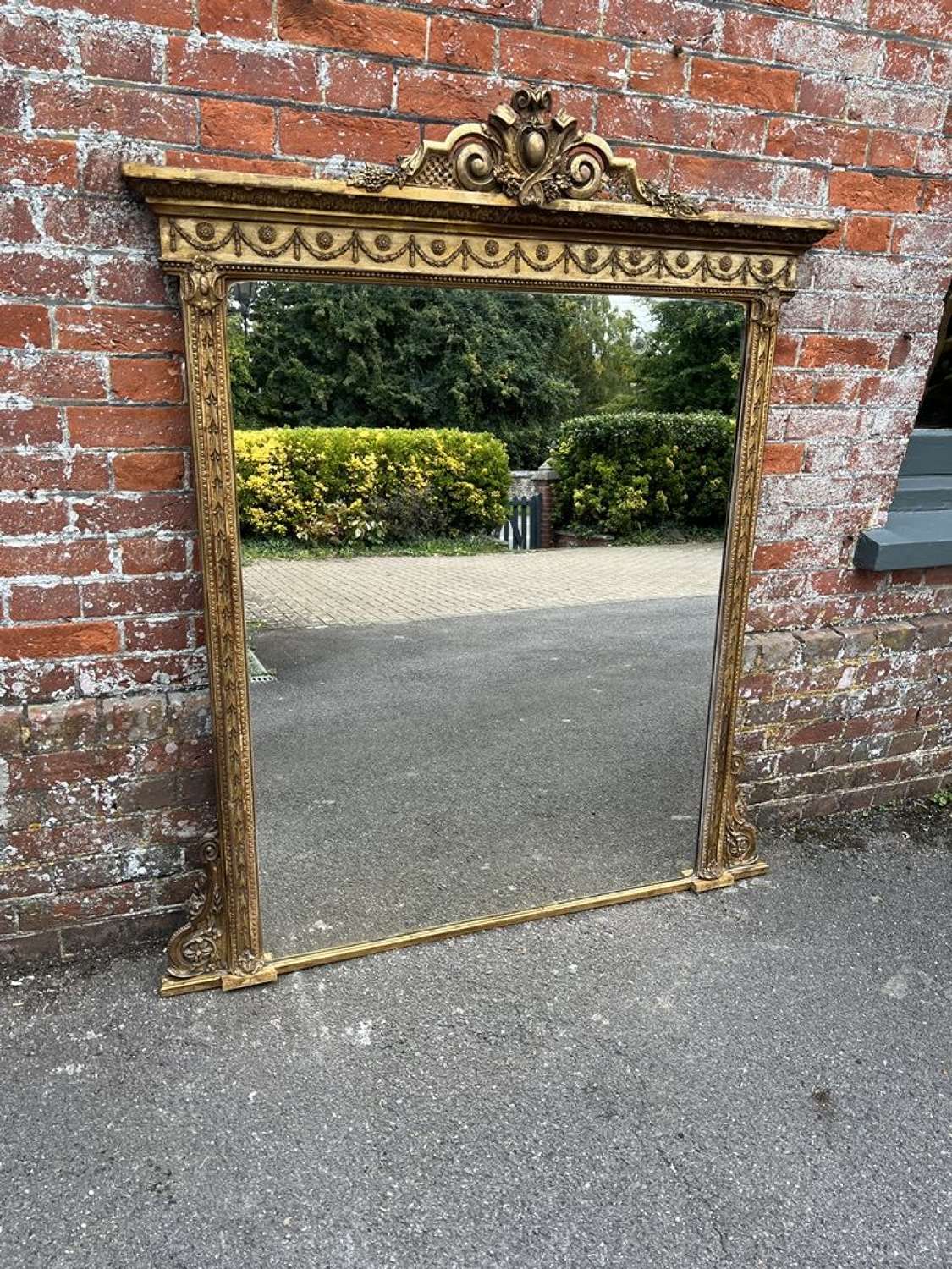 A Stunning large Antique English 19th C gilt framed Overmantle Mirror.