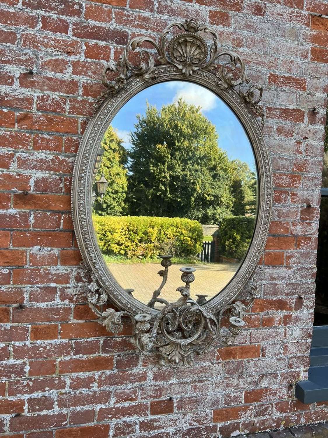 An Exceptional large Antique French 19th C Oval Mirror