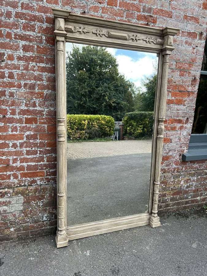 A Fabulous large Antique French 19th C painted Column Mirror.