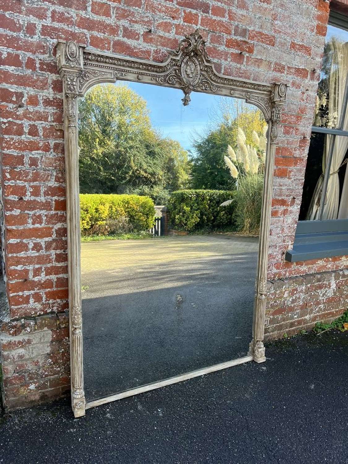An Exceptional large Antique English 19th C painted Mirror