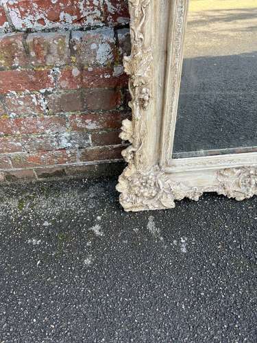 An Impressive large Antique French 19th C Shaped top painted Mirror.