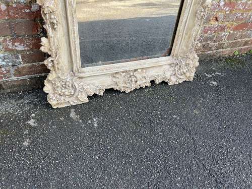 An Impressive large Antique French 19th C Shaped top painted Mirror.