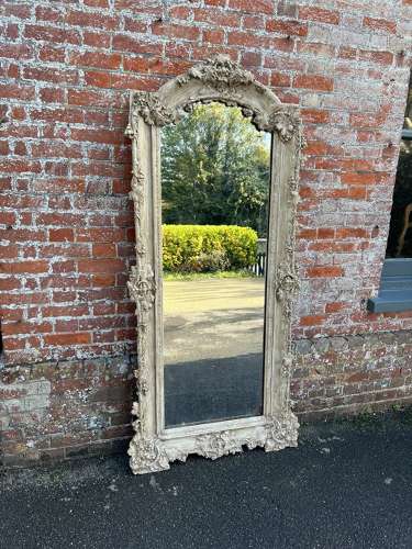 An Impressive large Antique French 19th C Shaped top painted Mirror.