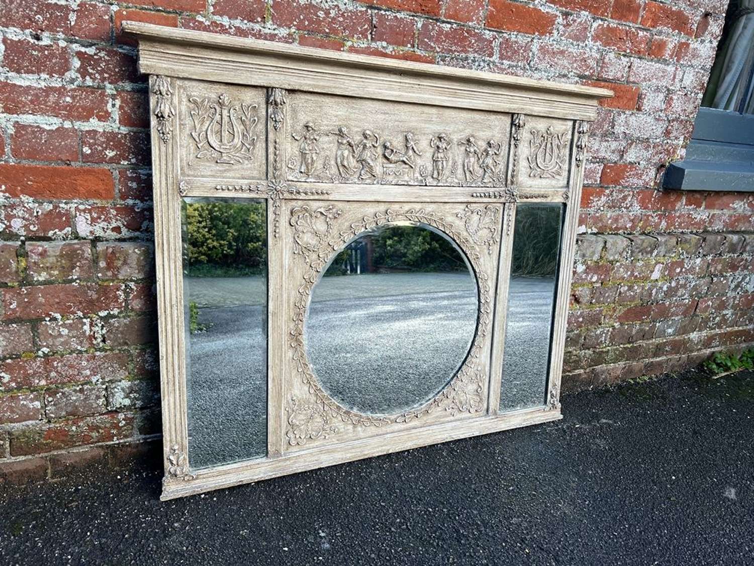 A Delightful good size Antique English 19th C triple plate Mirror.