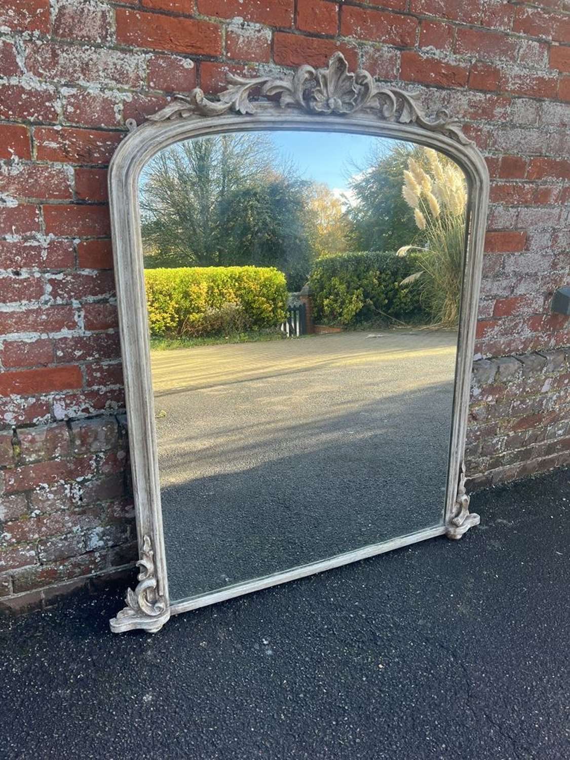 A Superb large Antique English 19th C arched top painted Mirror.