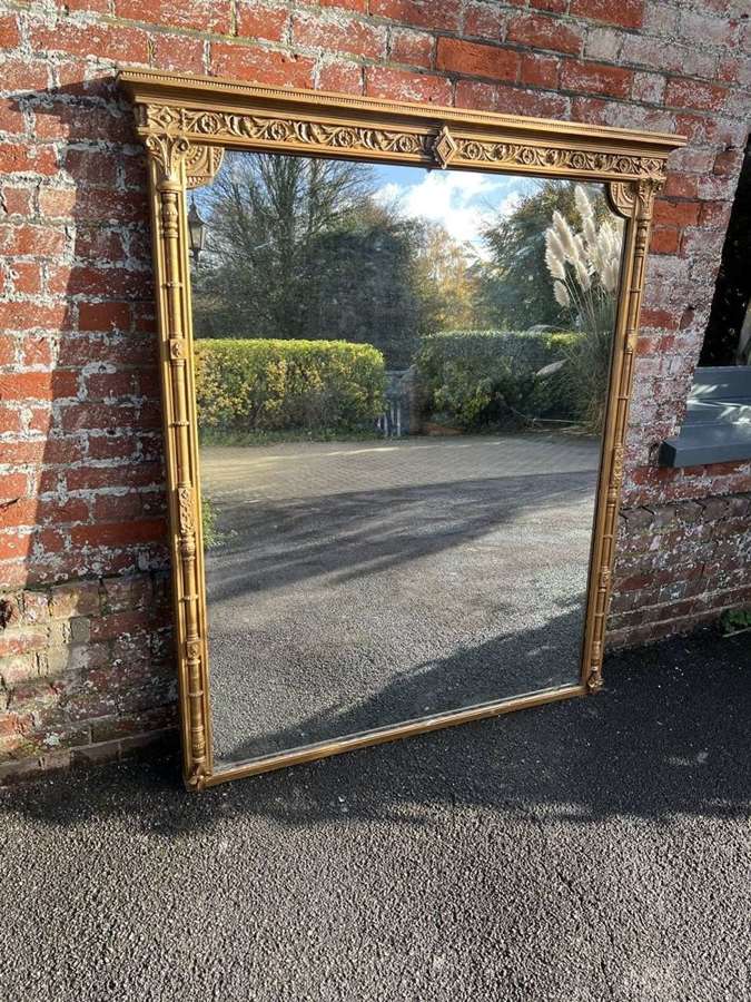 An Exceptional large Antique English 19th C gilt Column framed Mirror.