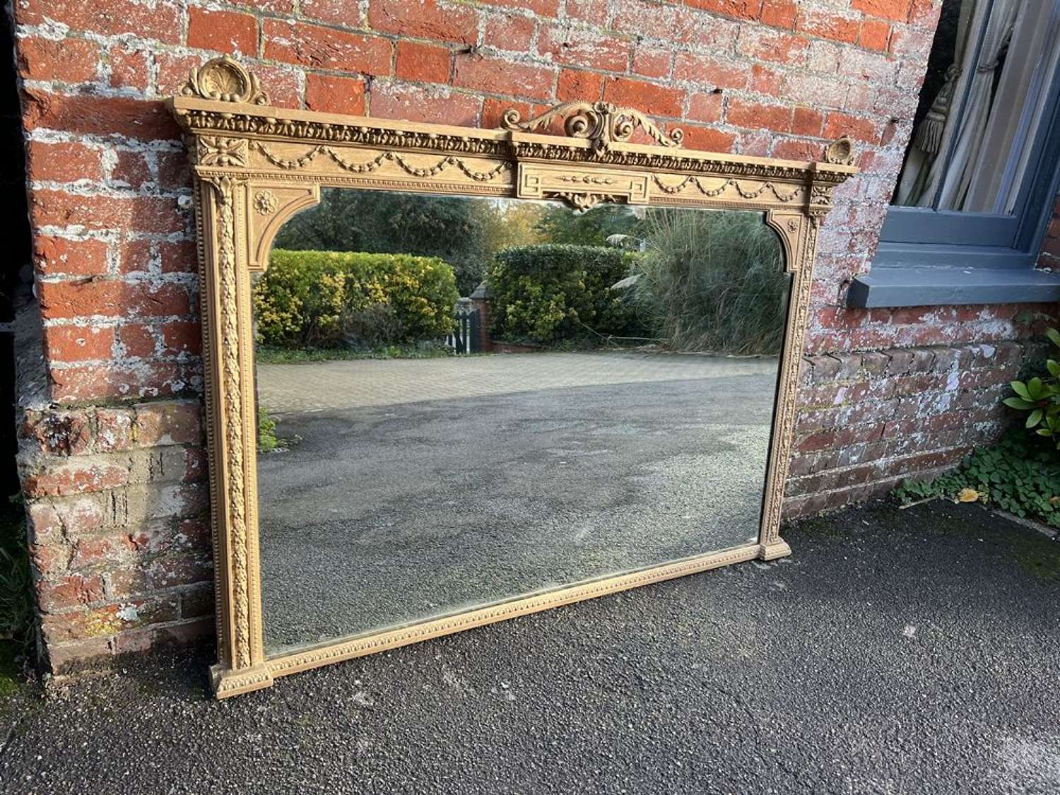 A Stunning large Antique English 19th gilt Overmantle Mirror.