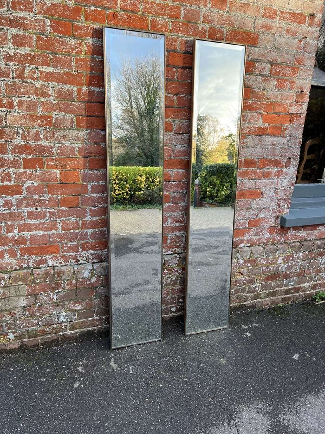 A Stunning Pair of 20th C Brass framed Ralph Lauren Mirror.