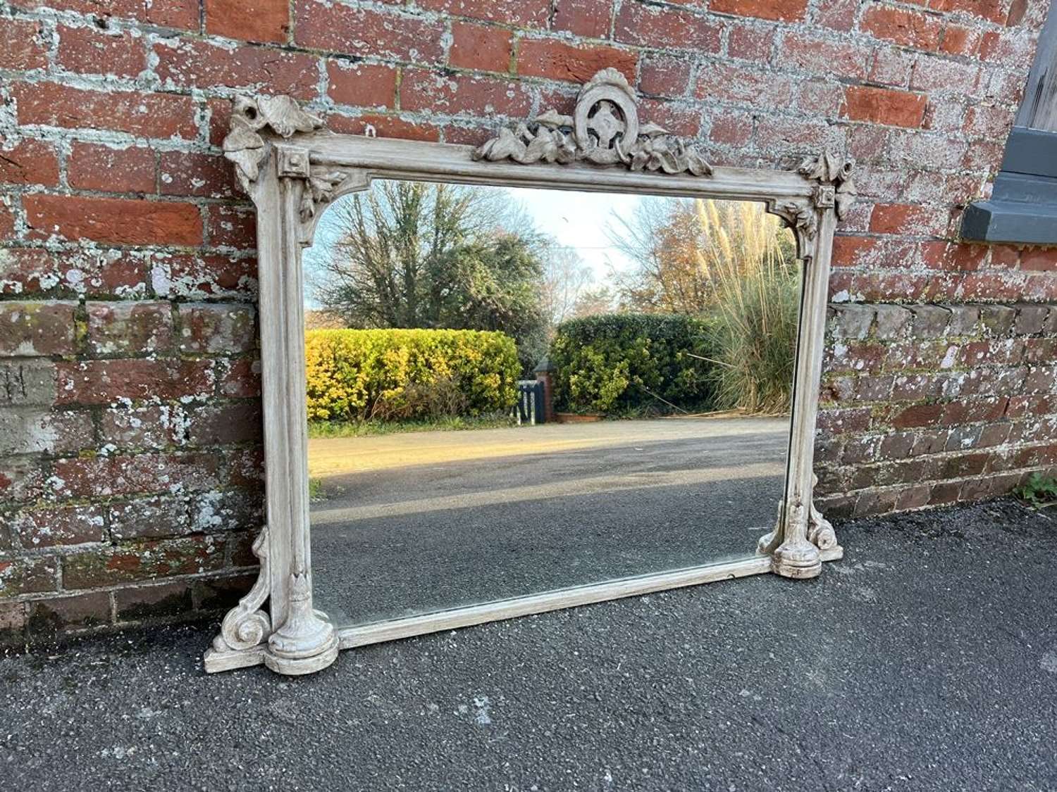 A Superb good size Antique English 19th C painted Overmantle Mirror.