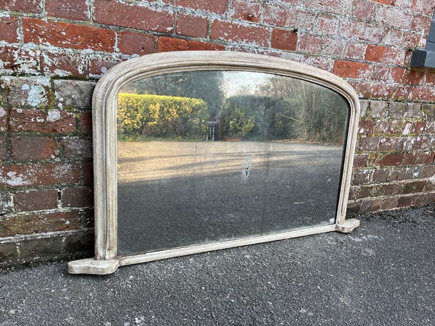 A Wonderful good size Antique English 19th C arched Overmantle Mirror.