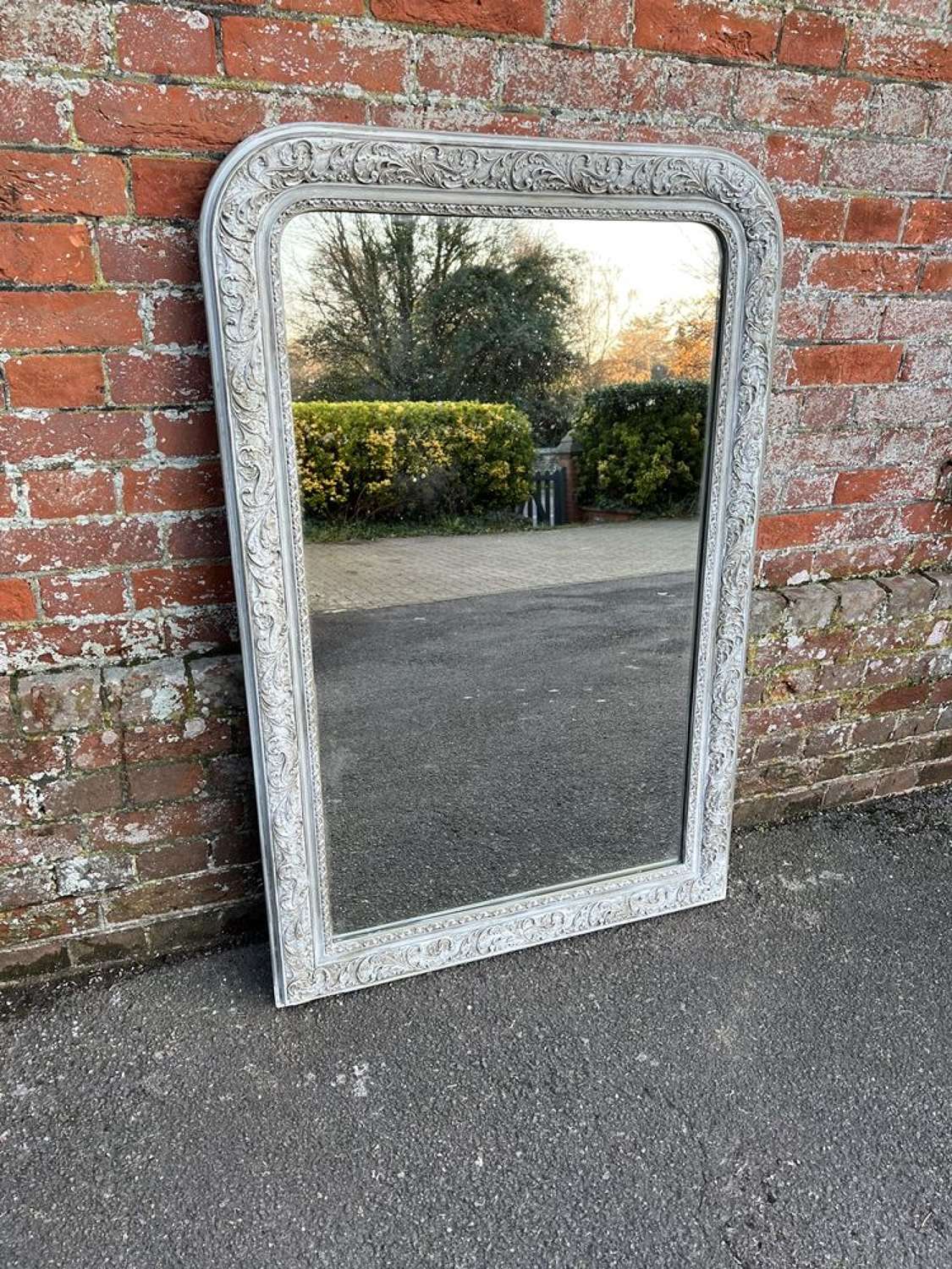 A Superb large Antique French 19th C arched top painted Mirror.