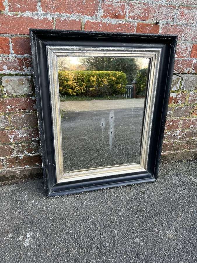 A Wonderful Antique French 19th C Black & Silver Mirror.